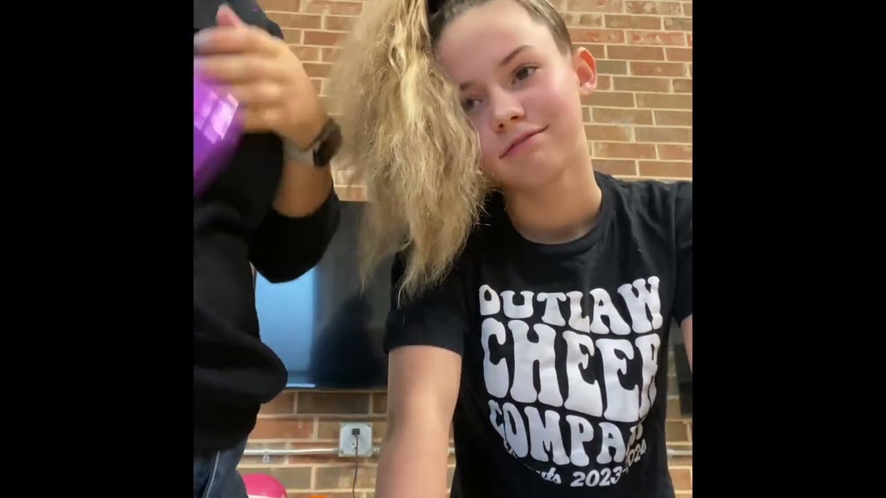 Outlaw cheer company competition ponytail tutorial