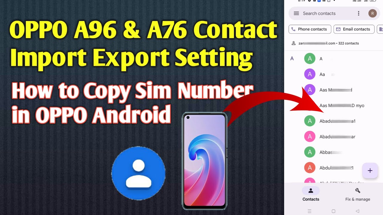 OPPO A96 & A76 contact Setting | How to Copy Sim Number & import Export Contacts on OPPO | 2022
