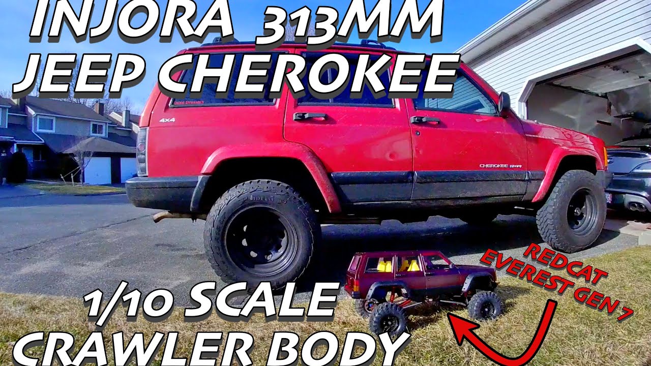 INJORA 313mm Jeep Cherokee Hard Body for 1/10 Scale Crawlers (RedCat Racing Everest Gen 7 Install