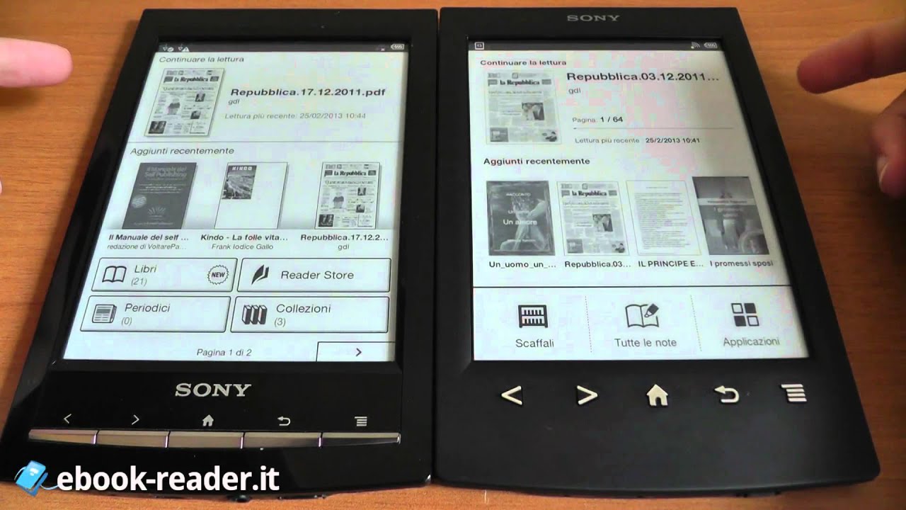 Confronto Sony PRS-T1 vs Sony PRS-T2