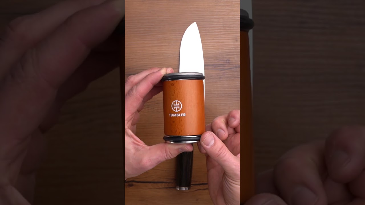 Заточка ножа Shun до остроты бритвы с помощью точилки Tumbler Rolling Sharpener