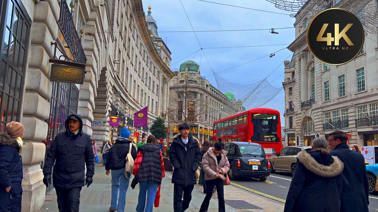 LONDON, Regent Street 🎉 4K UHD WINTER TIME Walking Tour Christmas Vibe