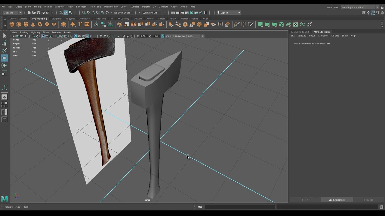 Maya 2022 Tutorial | Modeling An Axe in Maya & Adobe Substance 3D Painter | Part - 1