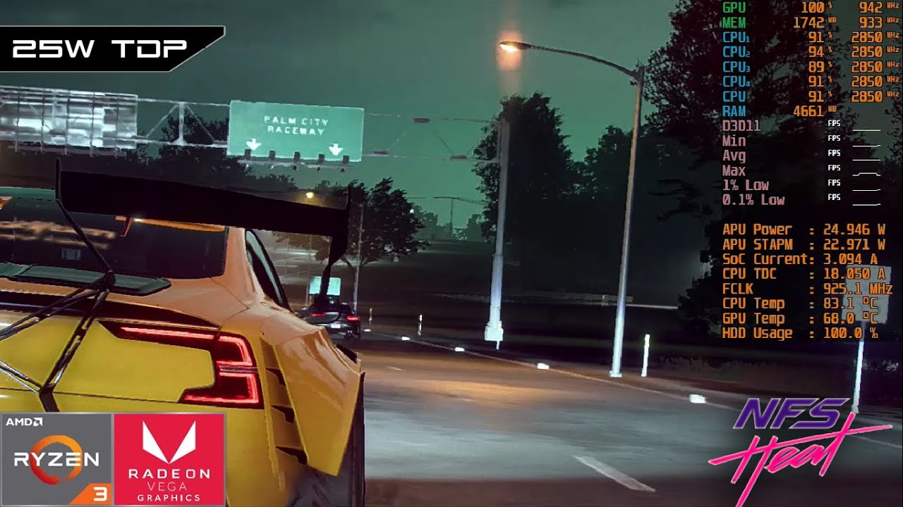 Need For Speed Heat | AMD Ryzen 3 3200U Vega 3 | Gameplay Benchmark