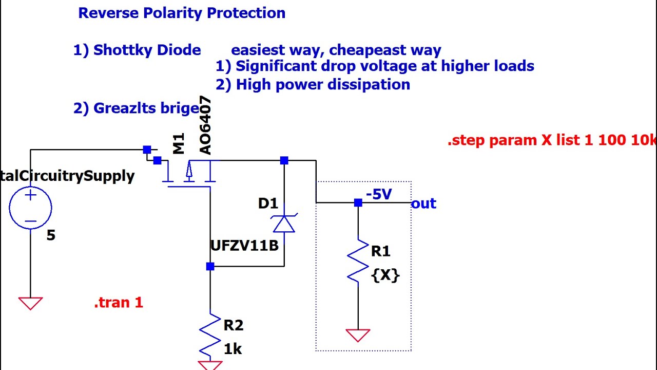 LTSpice Reverse Polarity Protection