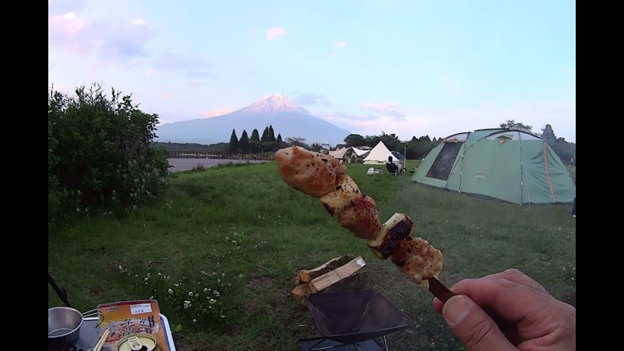 【バイク走行】田貫湖で絶景富士見ソロキャンプツーリング【前編】_淡々と酒を飲み、つまみを焼く♪