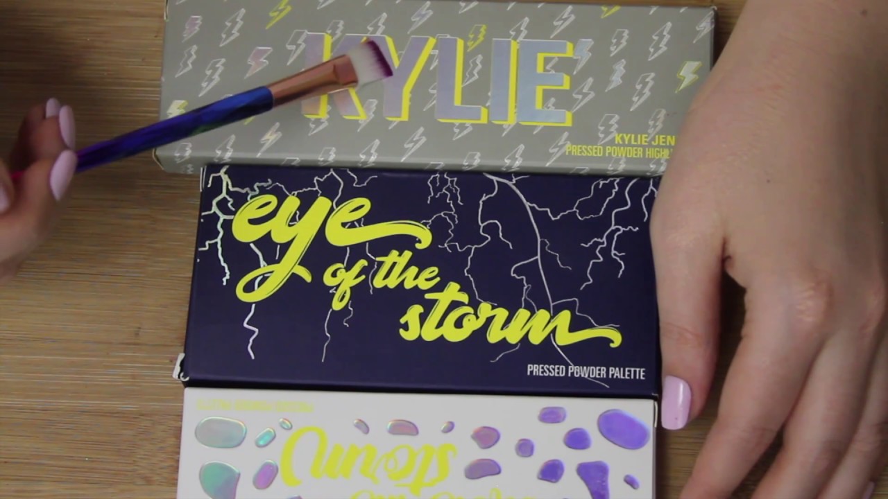 Kylie Kenner ASMR - Swatching Kylie Cosmetics Weather Collection eyeshadow and highlighter palettes