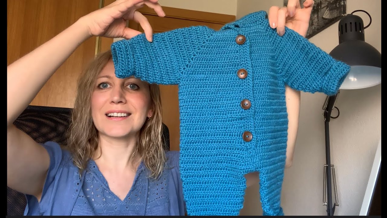 Buzo/Mameluco/Enterito de bebé a crochet. Crochet baby romper