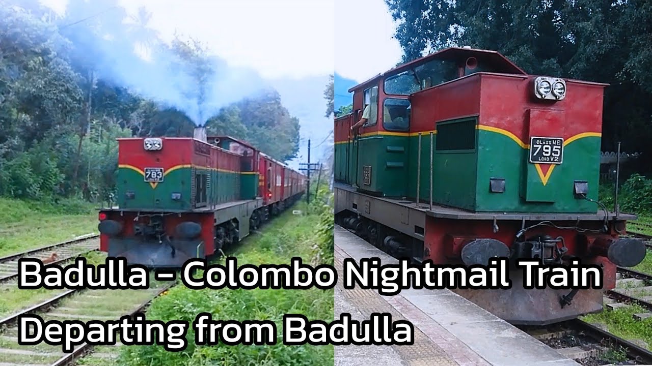 Badulla - Colombo Night Mail Train Departing from Badulla with Two Diesel Locomotives