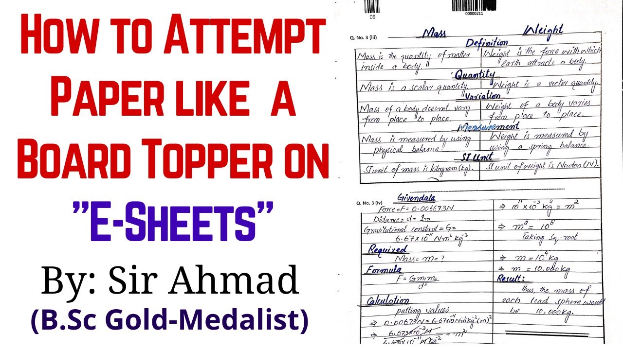 How to attempt paper on E-sheets