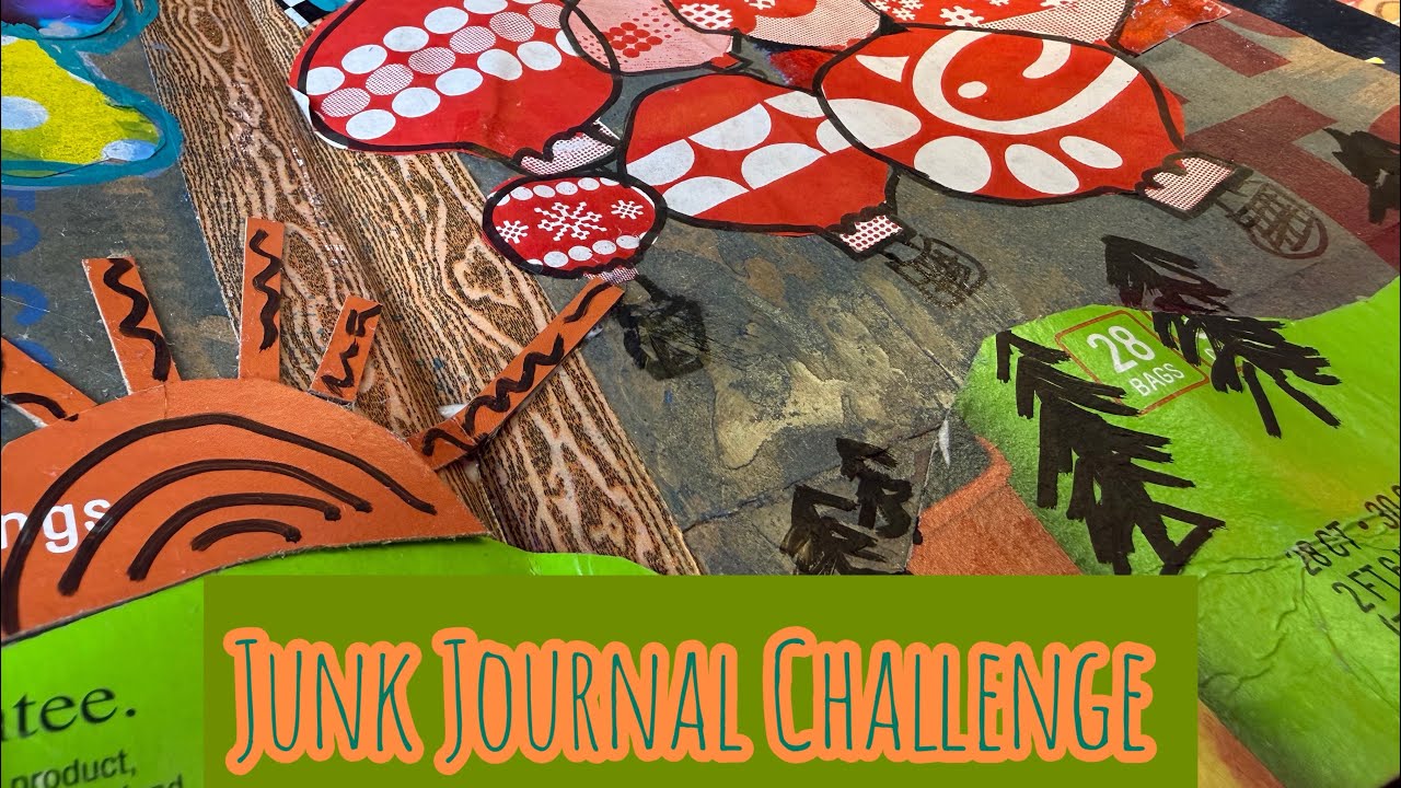 Junk Journal Challenge - Can ￼ I make a journal spread out of using mostly trash?