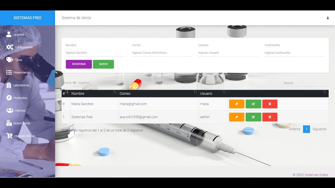 Sistema de farmacia básico con PHP y MySQL código fuente gratuito