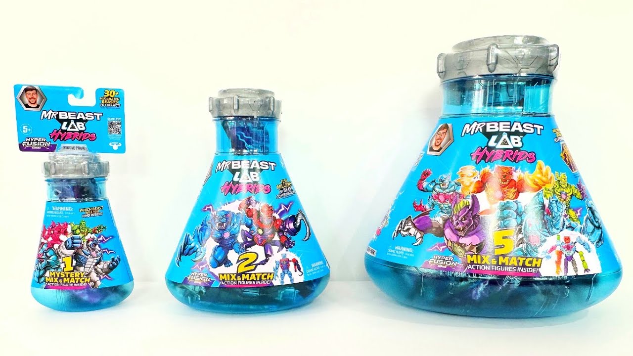 ASMR From 1 Beast… to 5! 🧪✨ Oddly Satisfying MrBeast Lab Hybrids Toy Unboxing