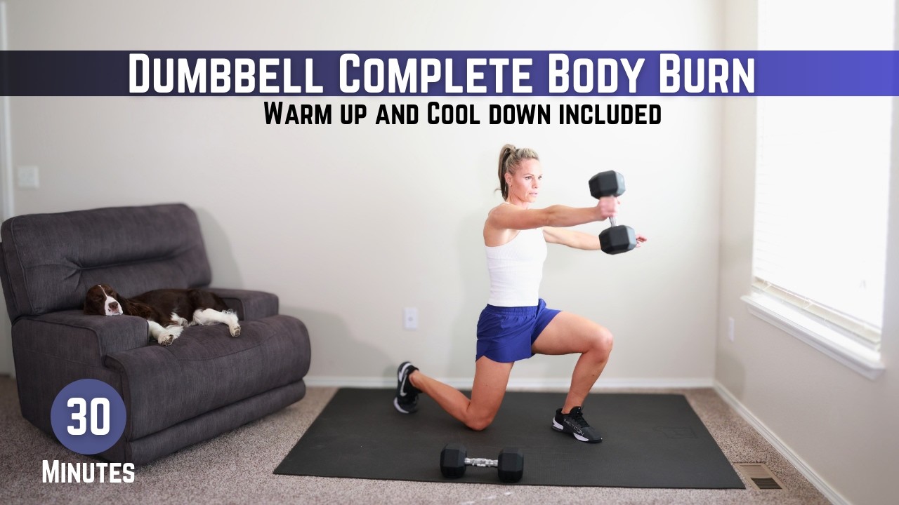 Dumbbell Complete Body Burn 30 MINUTES (warm up and cool down included)