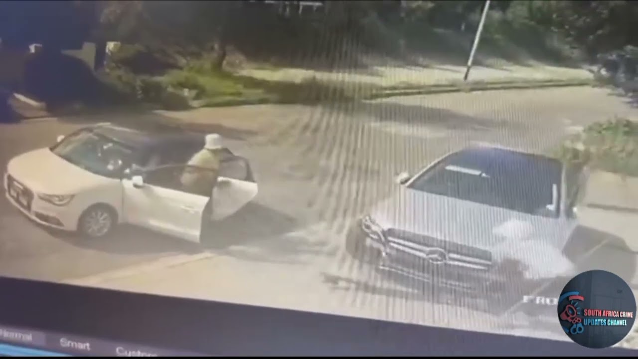 Criminals captured by CCTV stealing Mercedes-Benz front bumper and left headlight 