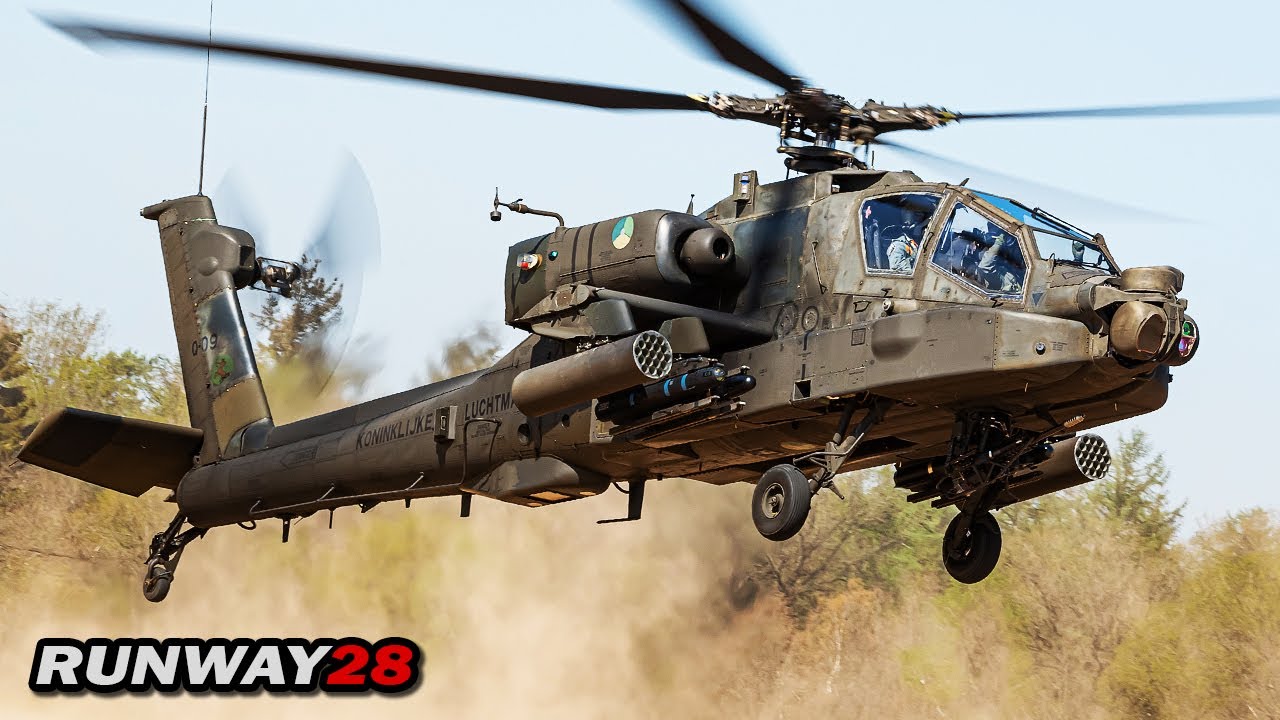 RNLAF 301 Redskins AH-64D - Apache Brown Out Landing