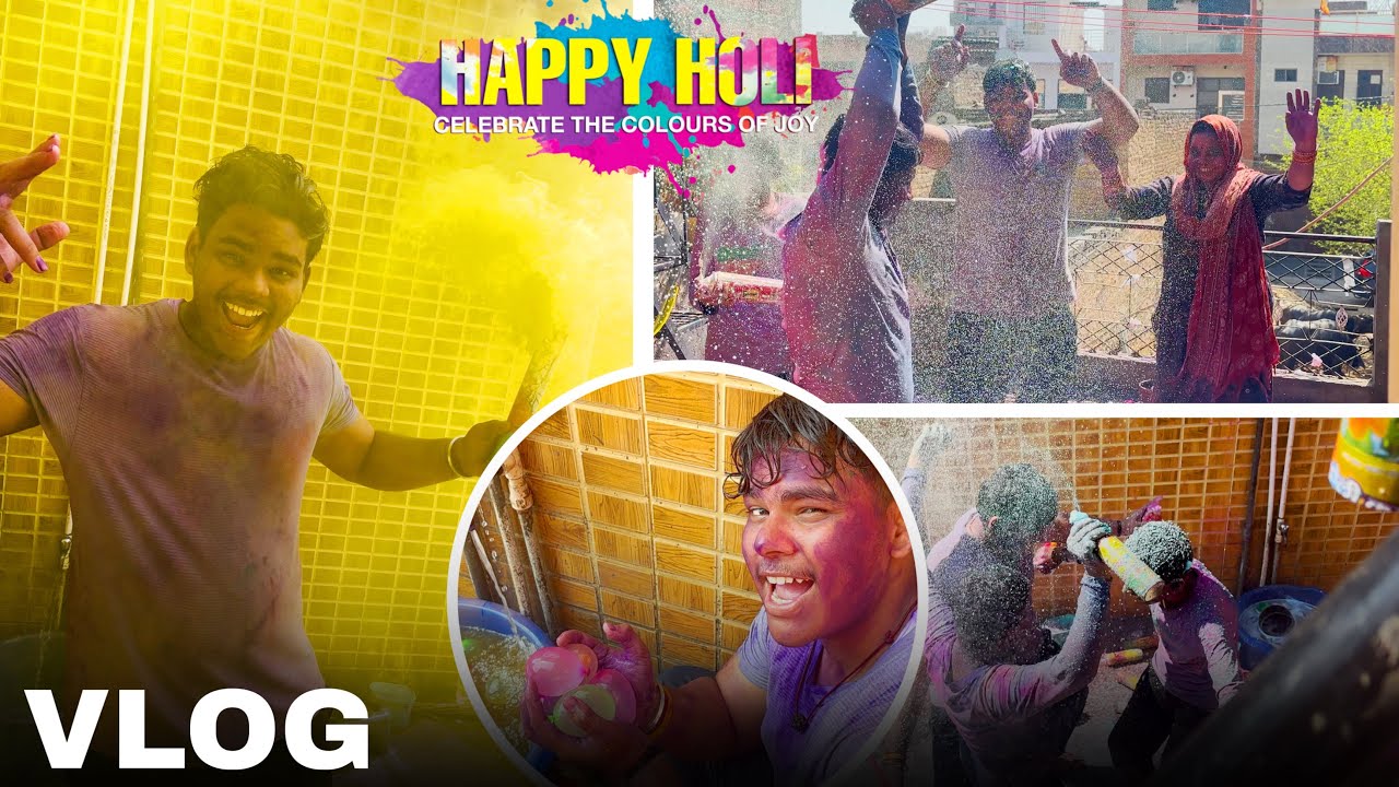Craziest Holi celebration with family 😍❤️#vlog #holi 