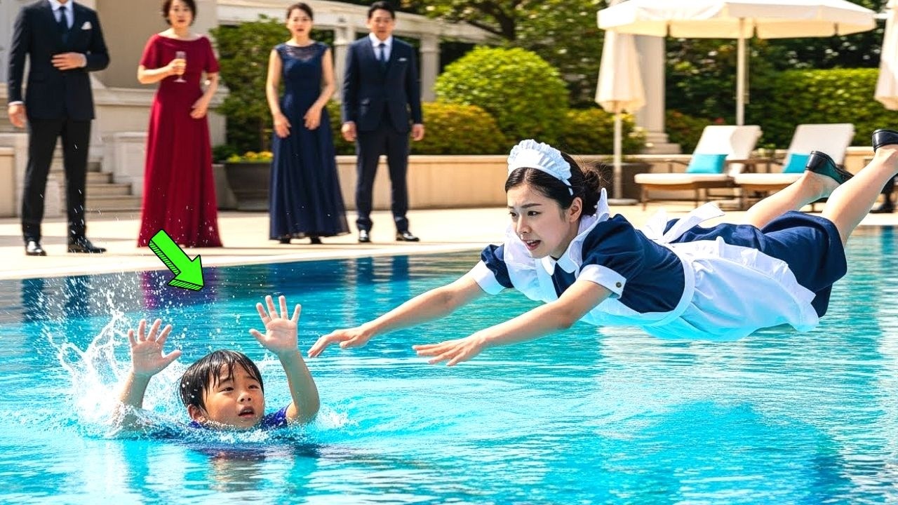 億万長者の父親は、息子がプールで必死にもがく姿を見てパニックに陥った。その瞬間、ひとりの清掃スタッフが自らの命を懸けて少年を救おうと飛び込んだ。