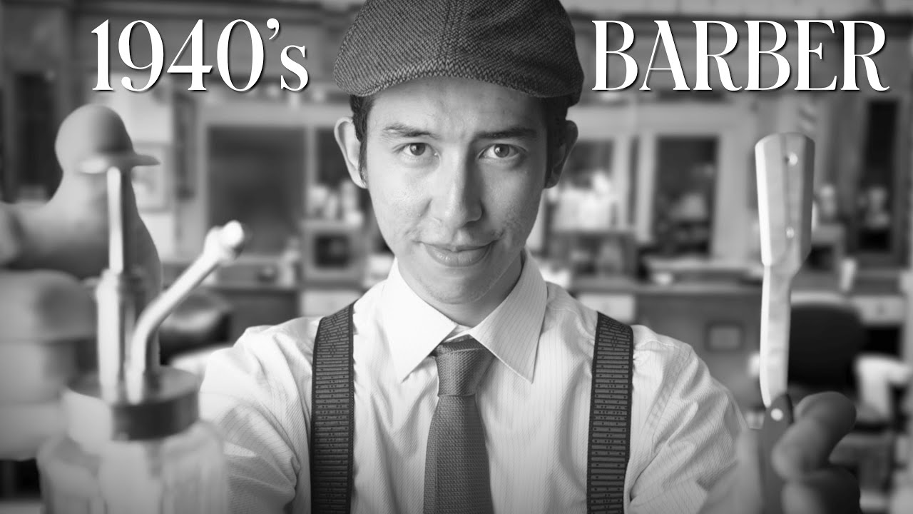 ASMR | The MOST realistic 1940's VINTAGE barber haircut EVER💈(4K)
