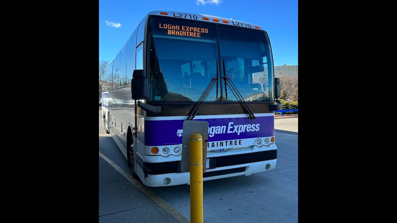 Massport Logan Express: On Board Prevost X3-45 L2710 On The Braintree Route To BOS Logan (1/28/2023)