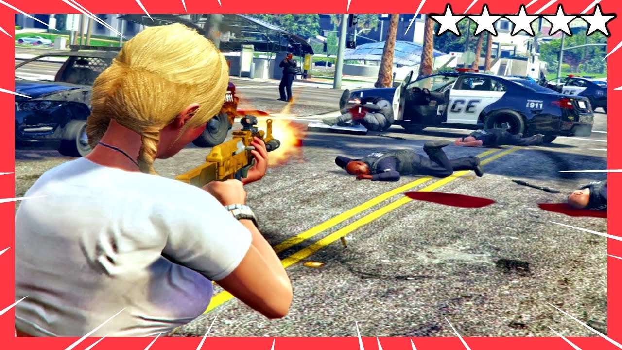 In GTA 5 - FIVE STAR RAMPAGE as Tracey De Santa + Wanted Level Escape (GTA V Funny Moments)
