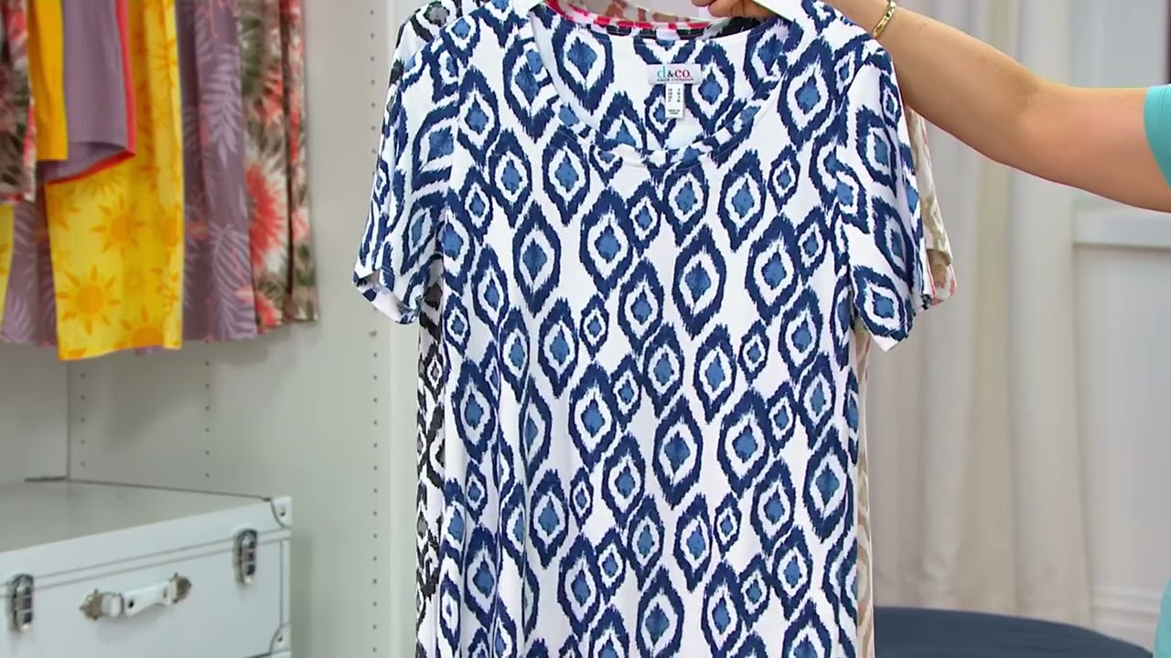 Denim & Co. Printed Interlock Short-Sleeve Scoop Neck Top on QVC
