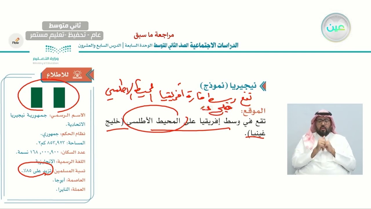 الدول العربية والاسلامية في افريقيا  نيجيريا 2 - الدراسات الاجتماعية - ثاني متوسط