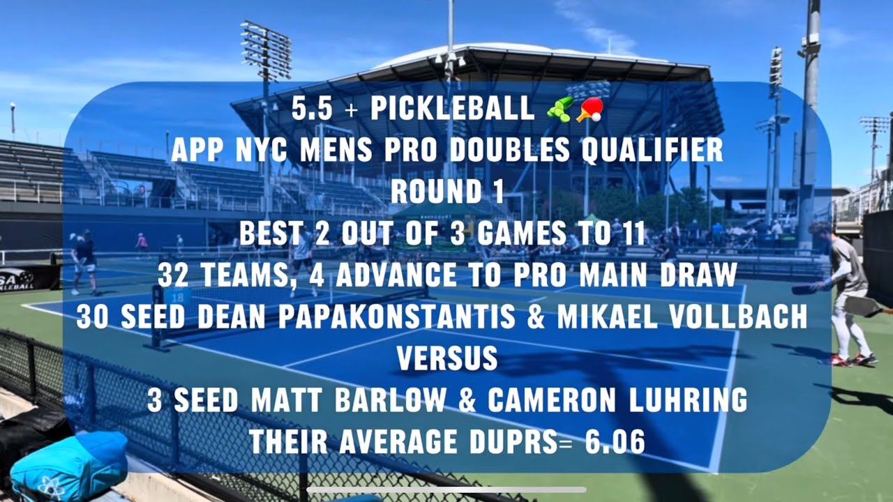 Pickleball Pro Qualifier APP NYC - Dean Papakonstantis / Mikael vs. Matt Barlow / Cameron Luhring