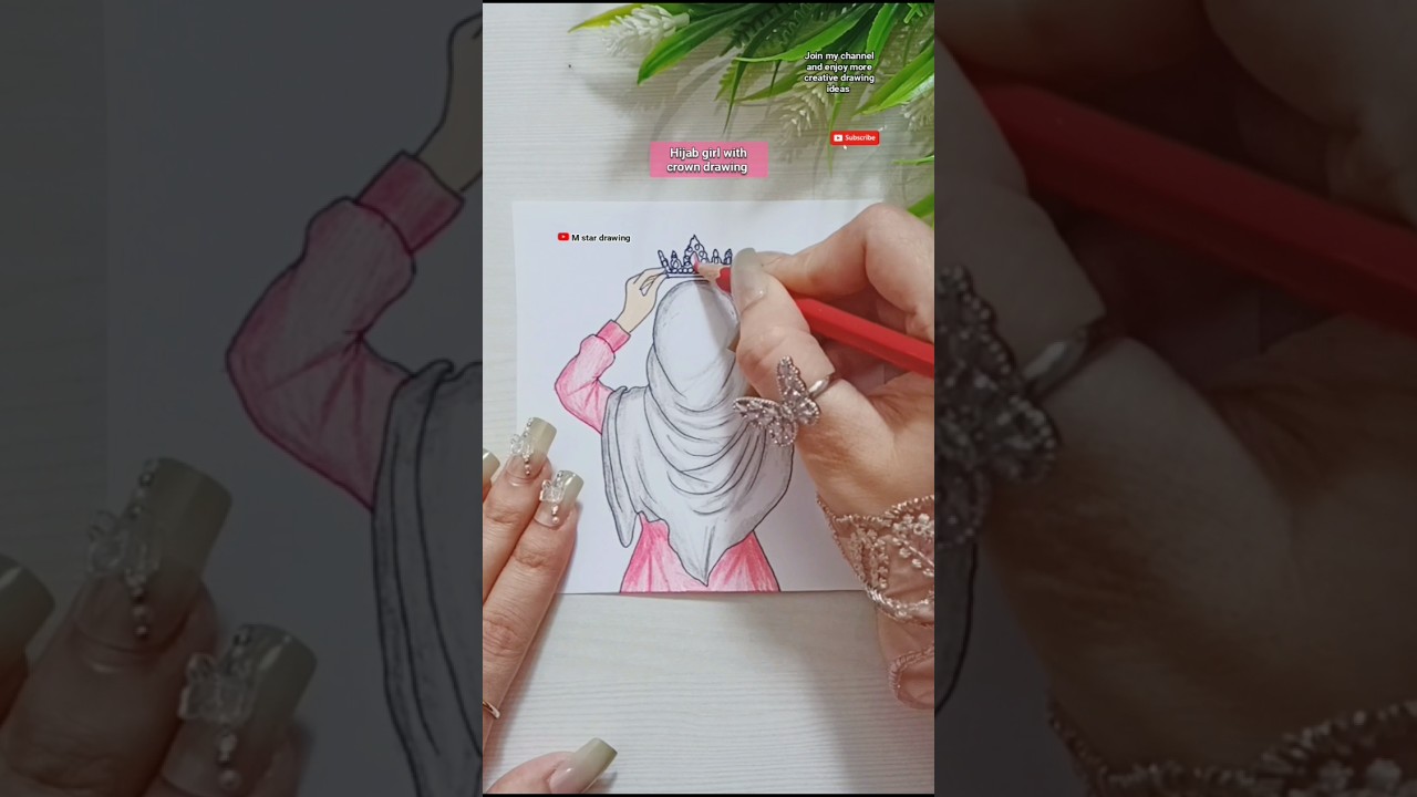 Hijab girl with crown 👑 drawing | 