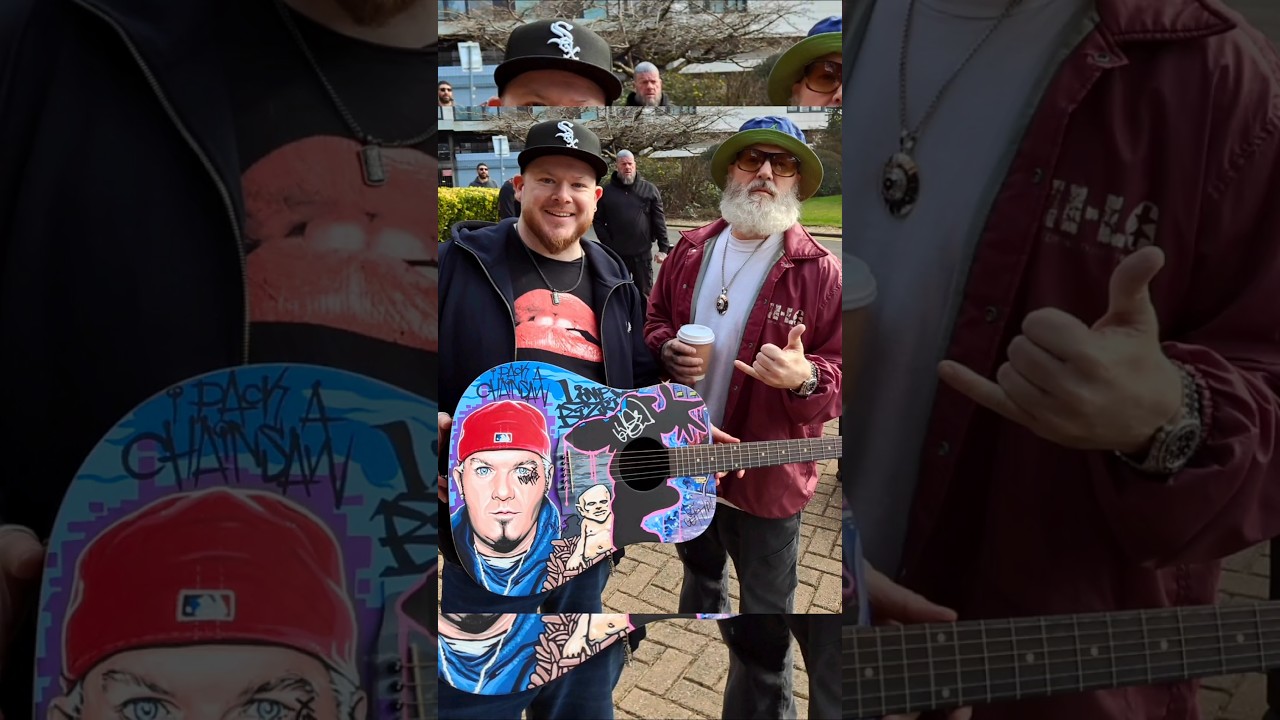 I Met Limp Bizkit With My Artwork In Glasgow #limpbizkit #freddurst #wesborland #johnotto #samrivers