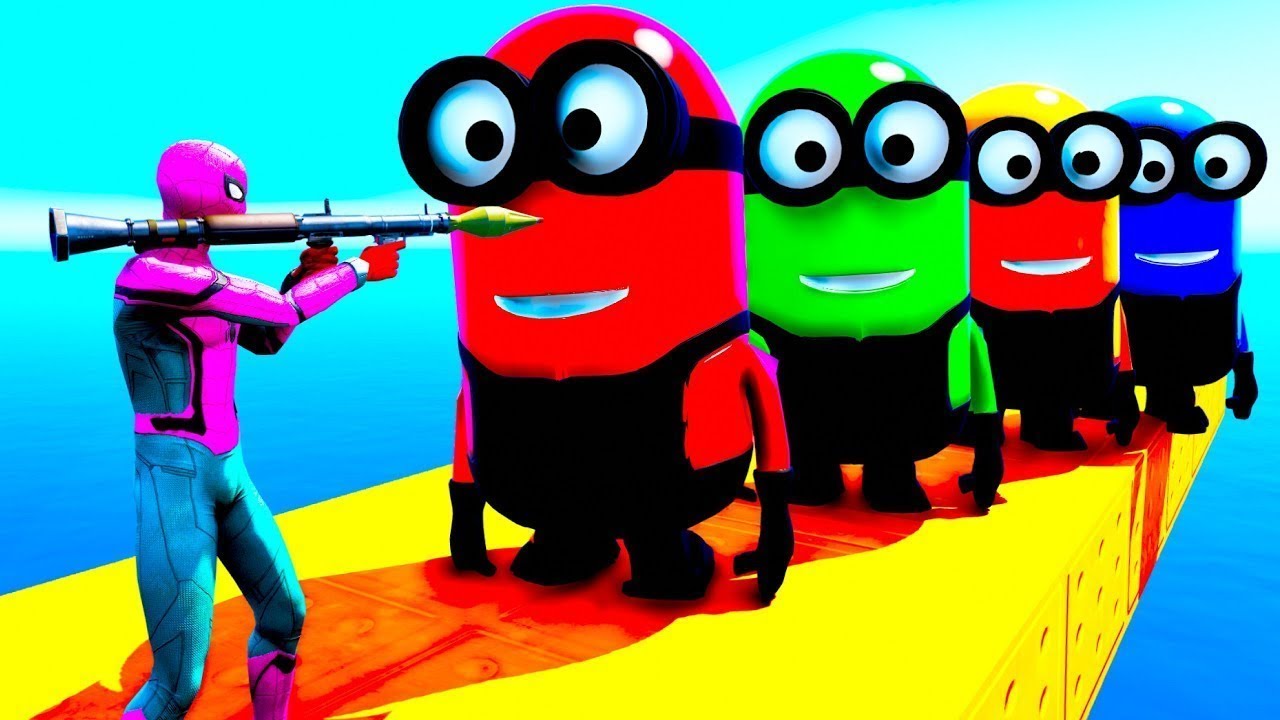 GTA V Spider-Man & Color Minions Epic Ragdoll Physics Funny and Fails #shorts #gtav #shortsfeed