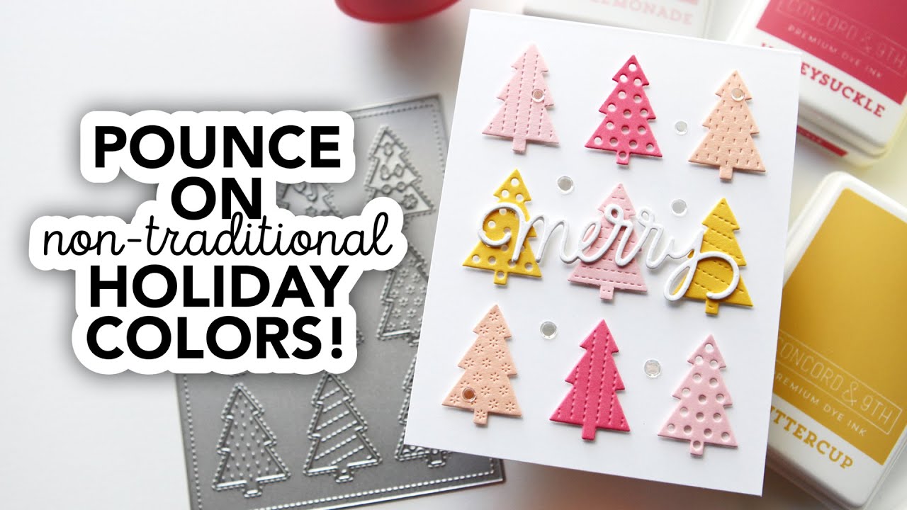 Fun holiday cards with pounced on ink in non-traditional colors!
