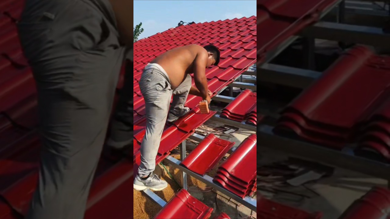 Installation process of glazed tiles on steel frame roof