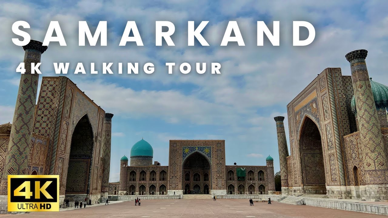 Walking around Registan Square in Samarkand, Uzbekistan (4K)