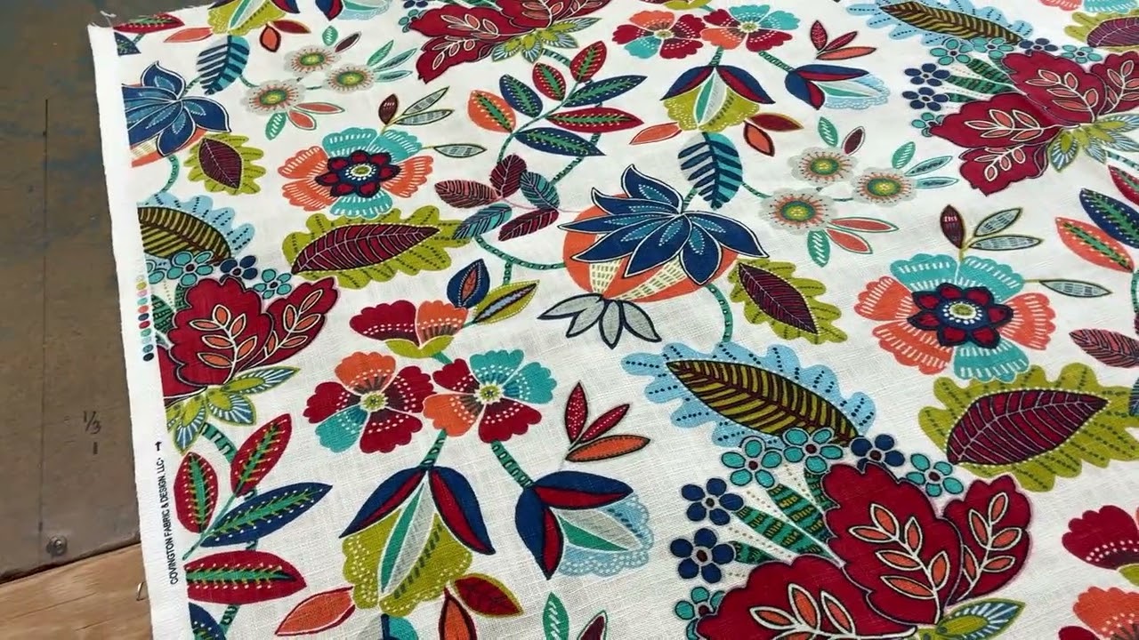 Mitzi in Regatta | Home Decor Fabric | Multicolored Floral on White  | Covington | 54" Wide | By...