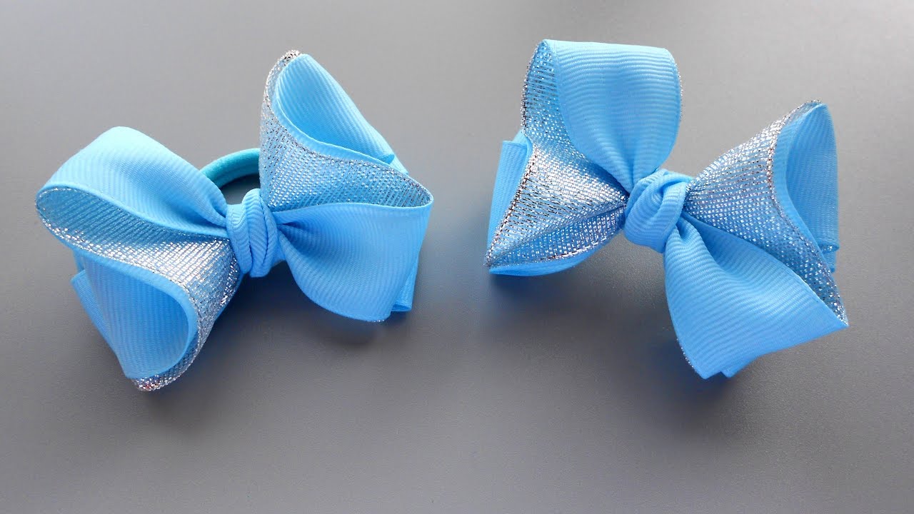 Простые бантики резинки из репсовых лент 2,5 см МК Канзаши 🎀