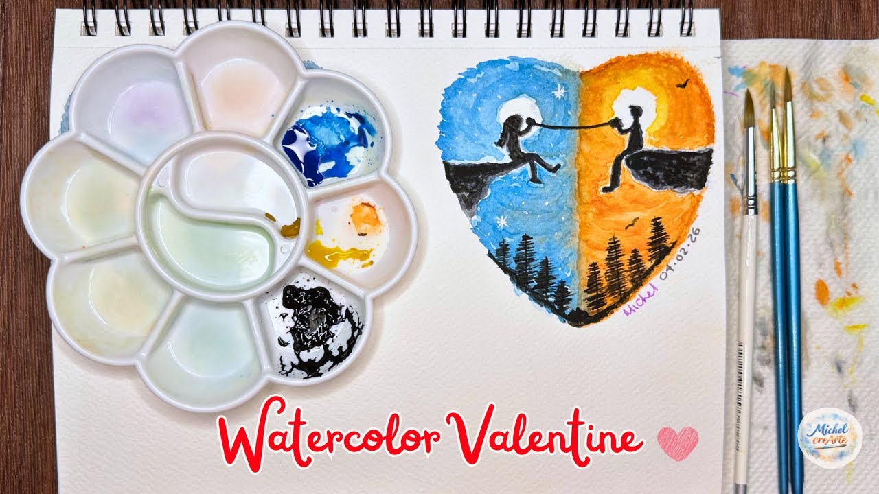 Watercolor VALENTINE´S DAY | Acuarela de San Valentín | principiantes