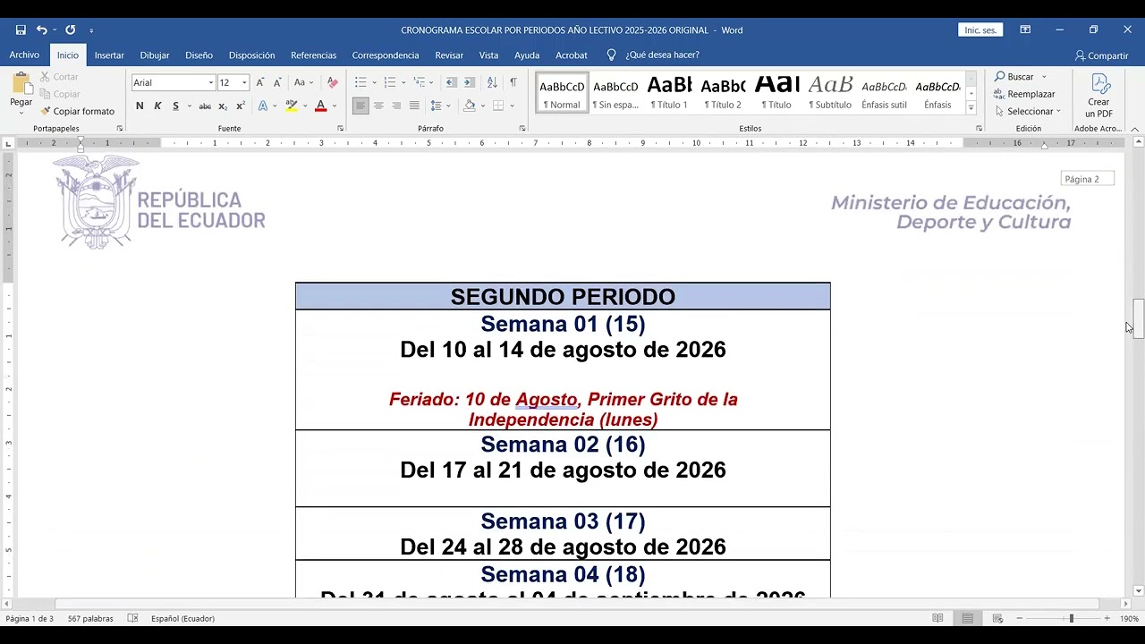 CRONOGRAMA ESCOLAR POR PERIODOS 2026-2027