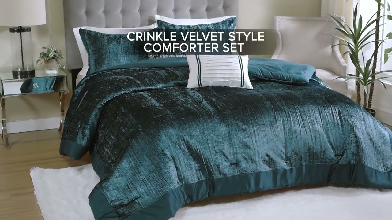 The 5 Piece Crinkle Velvet Comforter Set