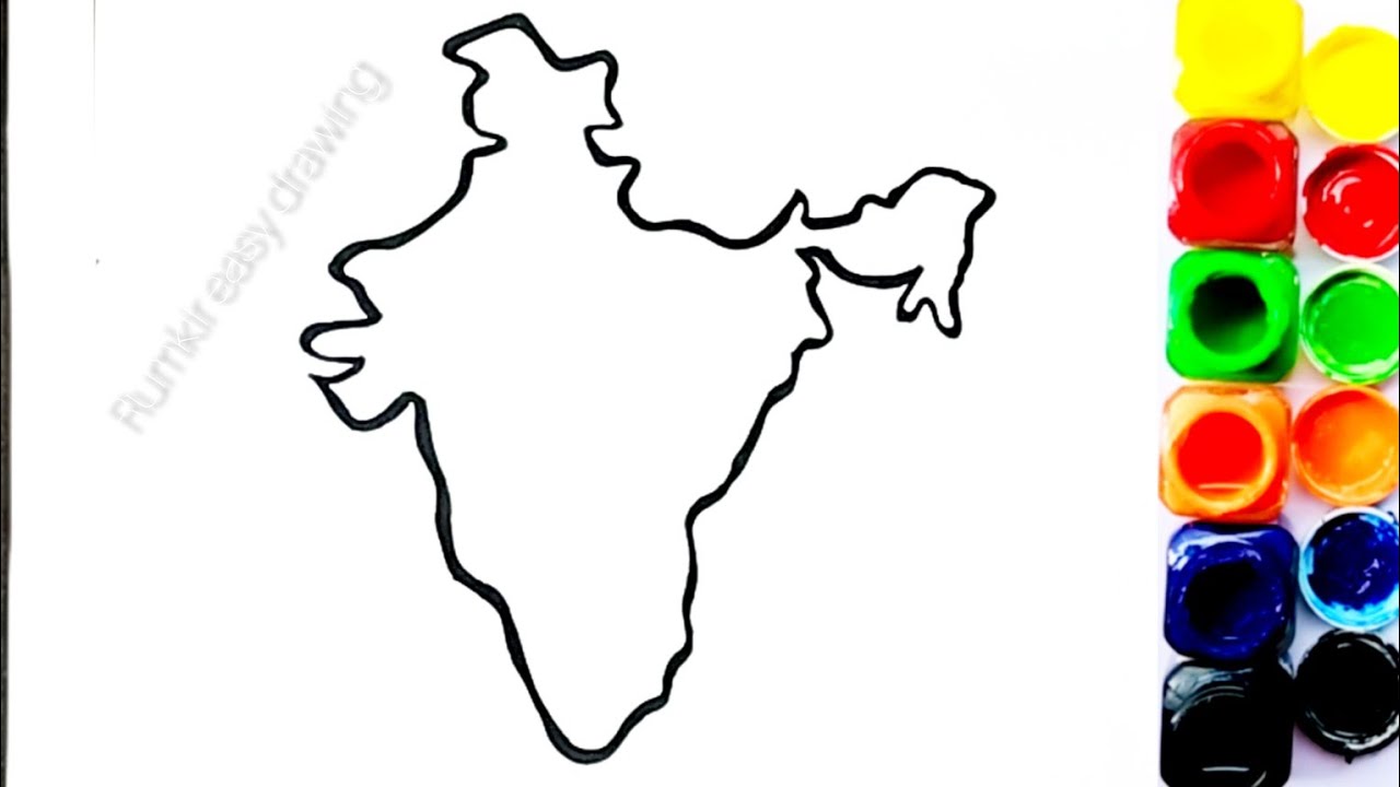 How to draw India map easily/India map drawing/Just 2.50 minute India map drawing