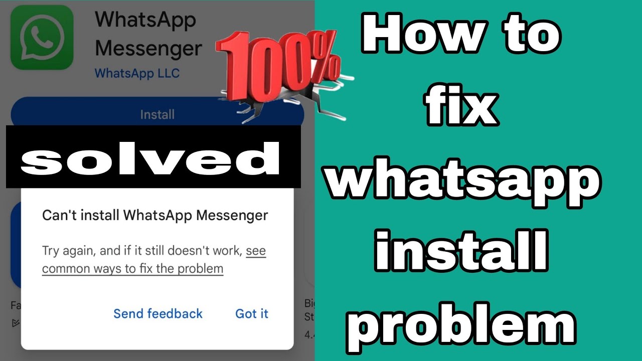 Fix whatsapp is not installing | can't install Whatsapp | WhatsApp install problem