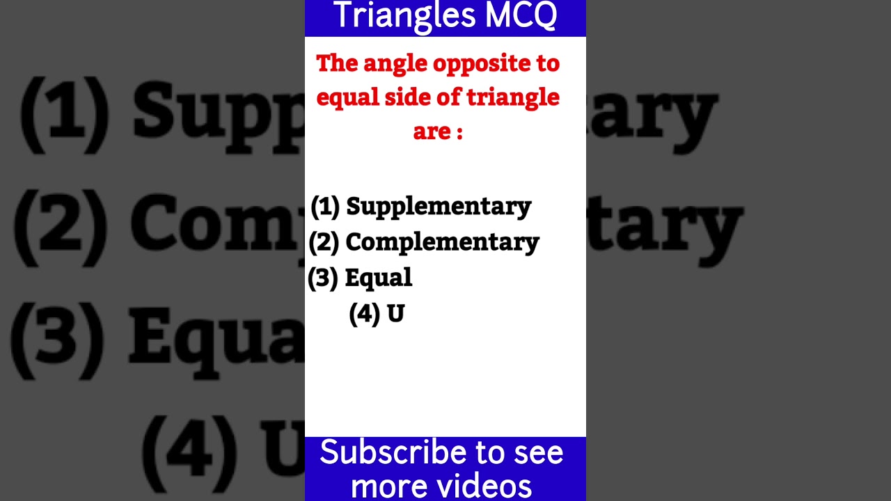 Class 9 Maths | Chapter 7 | Triangle Mcq|Ncert Maths #Shorts