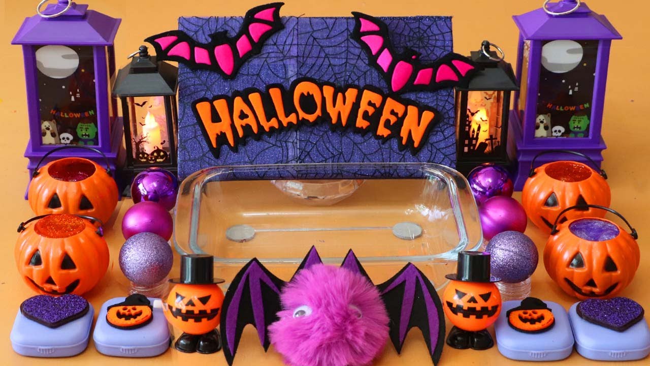 Mixing”Halloween” Eyeshadow and Makeup,parts,glitter Into Slime!Satisfying Slime Video!★ASMR★