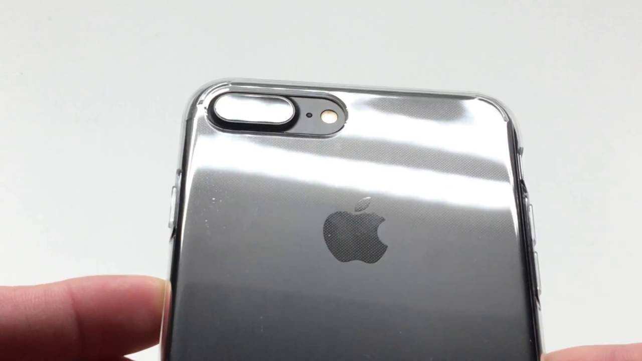iPhone 7 Plus Black installed on Spigen Liquid Crystal (Crystal Clear)