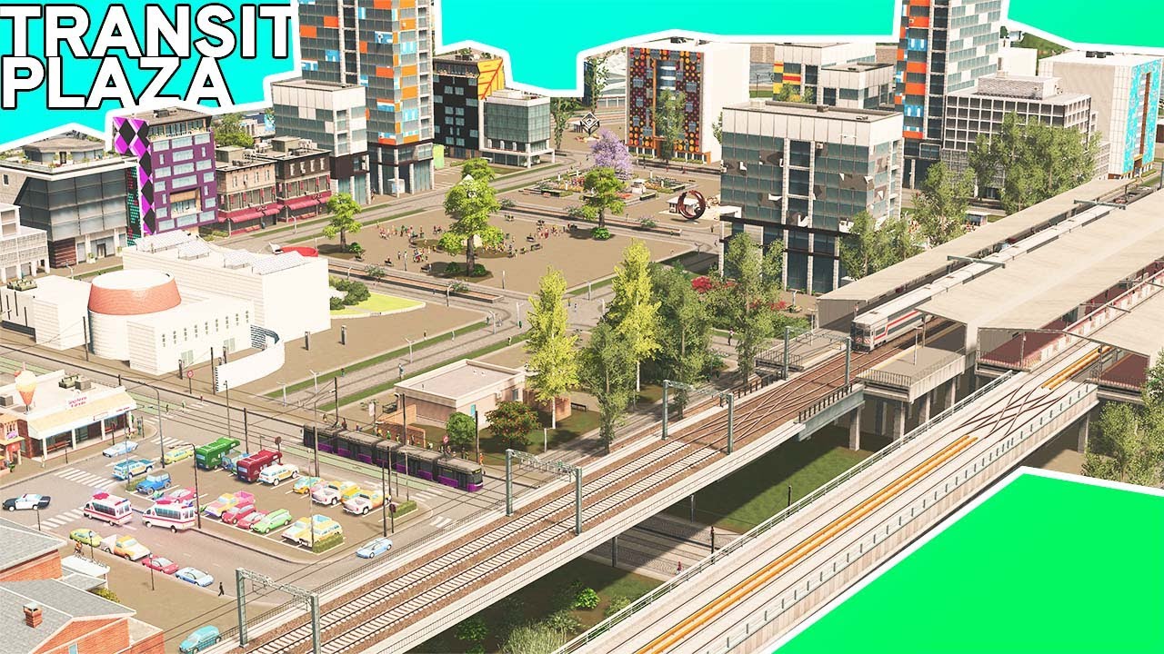 CUSTOM Train/Metro Plaza Eats Traffic In Cities Skylines!