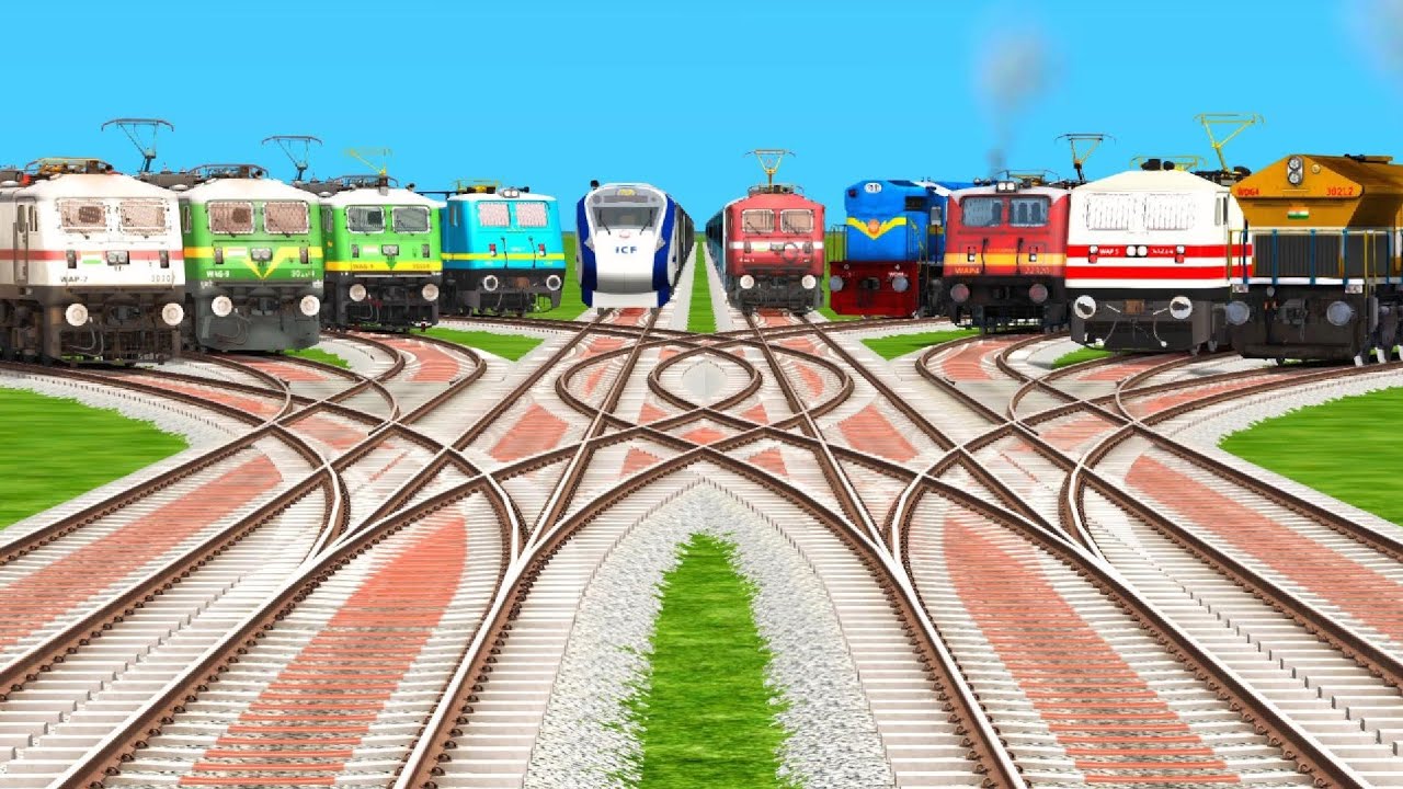 10 Trains Always Crossing By Bumpy Forked Railroad Tracks | train simulator #railworks #railways