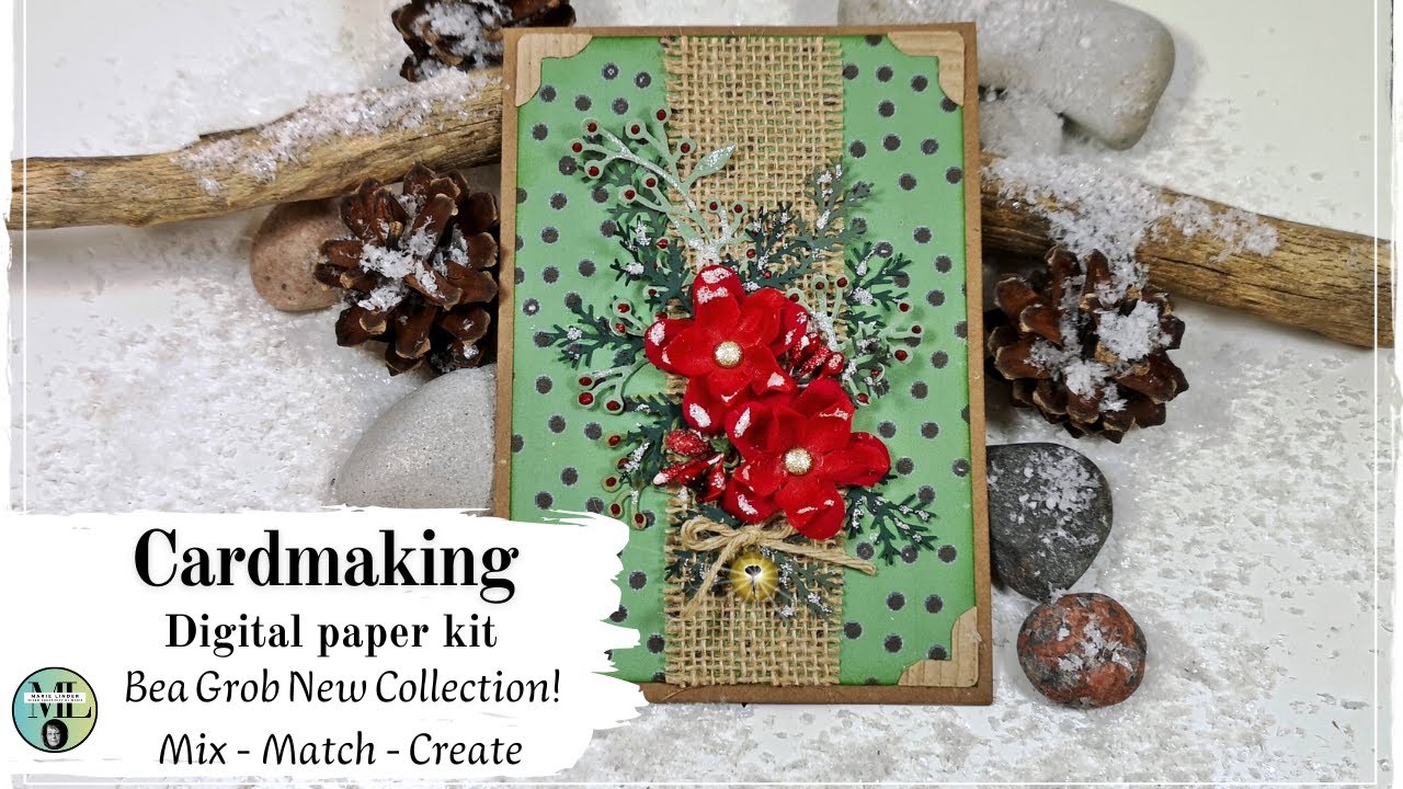 Kraft colored card No 2 with Bea Grob Digital paper collection: Mix & Match & Create  #cardmaking