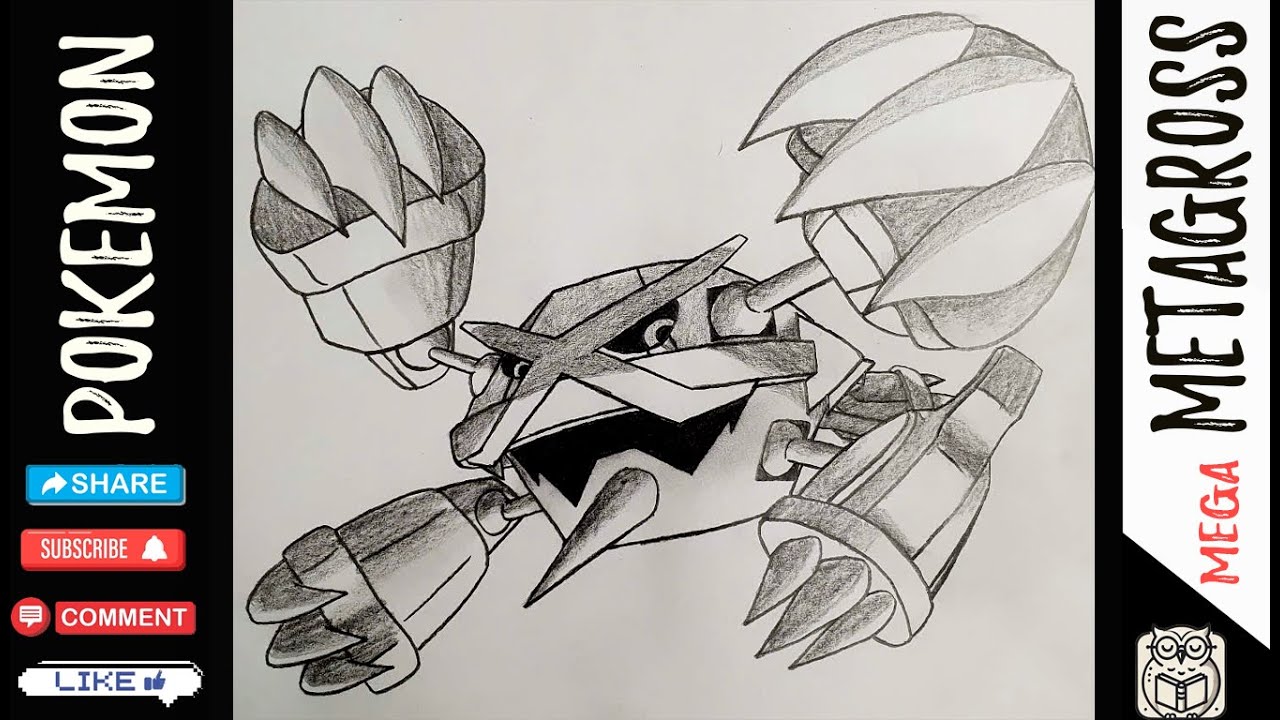 How to Draw Pokemon Mega Metagross | Pokemon Art & Pencil drawing Tutorial