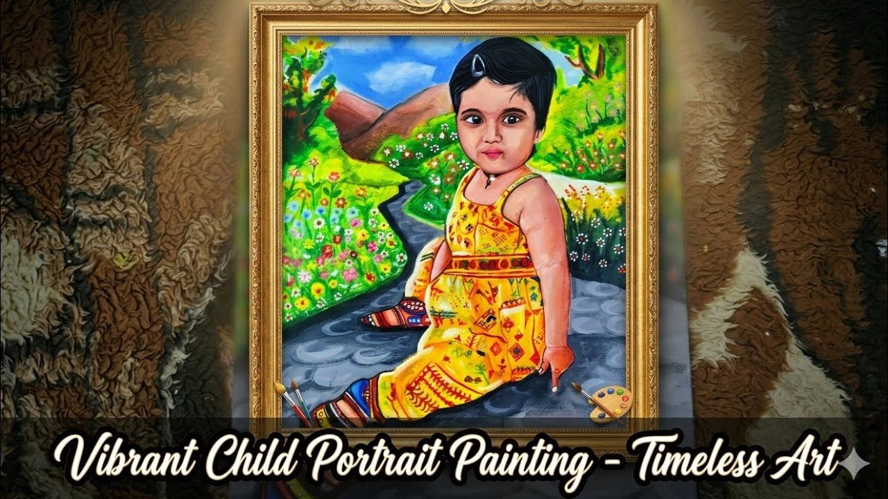 Child portrait painting on Canvas || #painting #drawing #canvaspainting 
