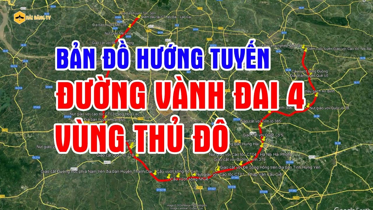 Bản đồ hướng tuyến Đường Vành Đai 4 vùng Thủ Đô